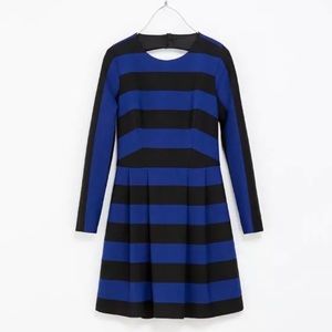 Zara Black & Blue Striped dress S